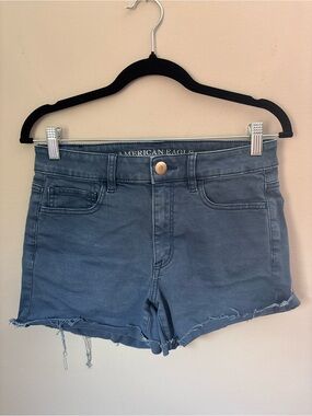 American Eagle Outfitters Blue Denim High-Rise Shortie Women's Shorts